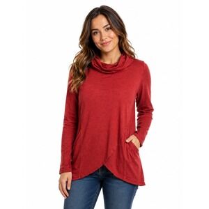 Magnolia Grace Rust Red Cowl‎ Neck Tunic Top Tulip Hem Pockets Womens Medium P